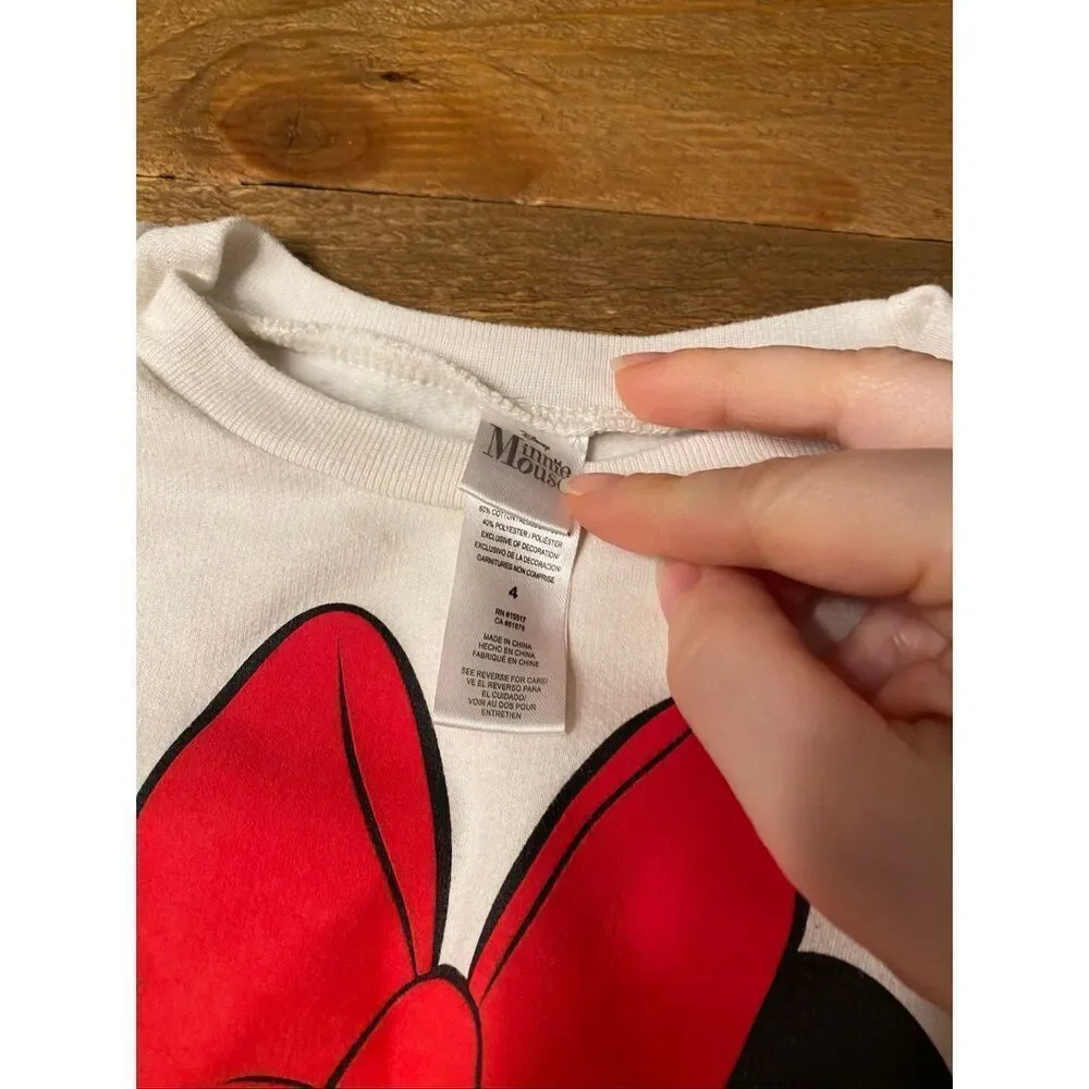 Disney size 4 Minnie Mickey 2 piece outfit white red heart love valentines